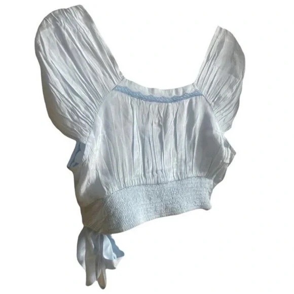 Free People Sahara Crop Top Blue Floral - Picture 7 of 8